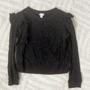 Splendid Girls Black and Silver Ruffle Sweater Size 10